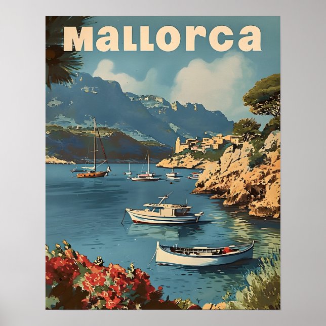 Poster Carte postale Vintage Mallorca Coastal Bliss (Devant)