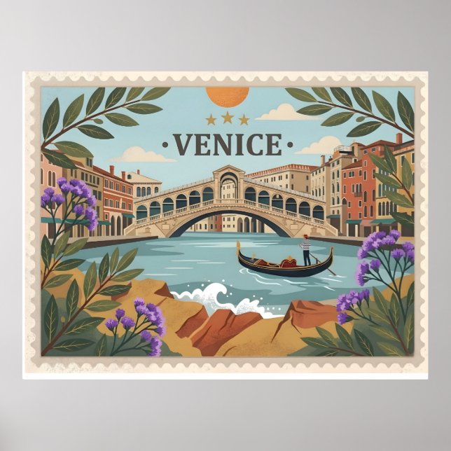 Poster Carte postale vintage Venise Italie (Devant)