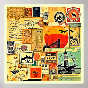 Poster Carte postale Vintage voyage