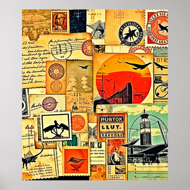 Poster Carte postale Vintage voyage (Devant)