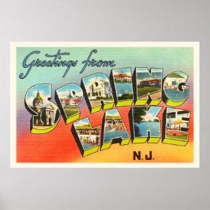 Poster Carte postale Vintage voyage NJ Spring Lake New Je