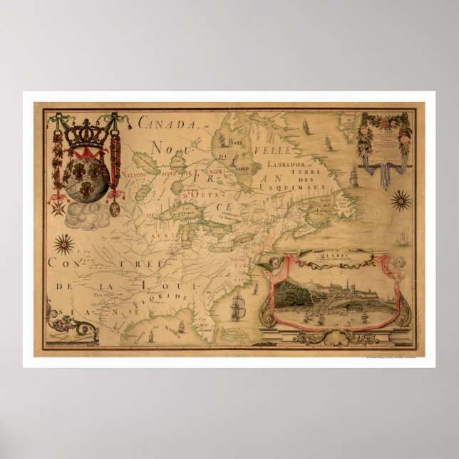 Poster Carte précoce Québec Canada 1688 (Devant)