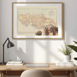 Poster Carte préliminaire d'exploration de l'Everest 1921