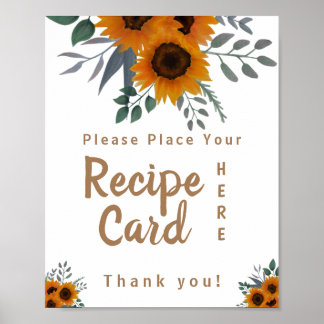 Poster Carte Recette Sunflower Place Ici Panneau Douche