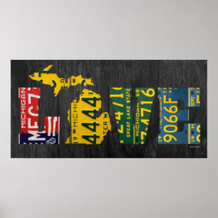 Poster Carte Recyclée d'art de plaque minéralogique