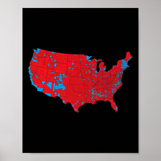 Poster Carte Red Wave Des Etats-Unis Dans L'Élection Prés (Devant)