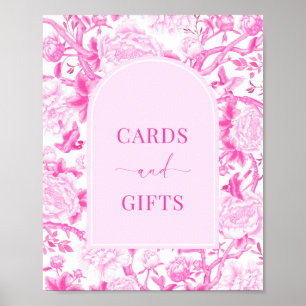 Poster Carte rose chaud & cadeaux Élégant signe chinois