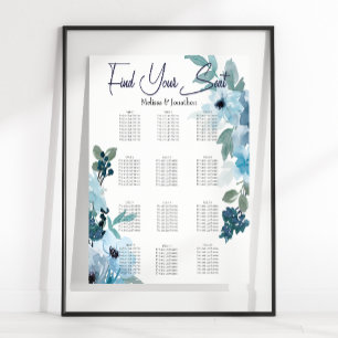 Poster Carte Rose moderne Pastel Blue Watercolor