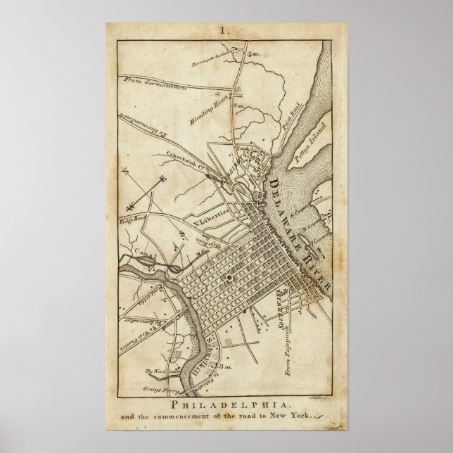 Poster Carte routière de Philadelphie (Devant)