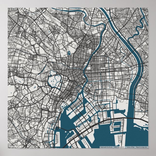 Poster Carte routière de Tokyo (Devant)