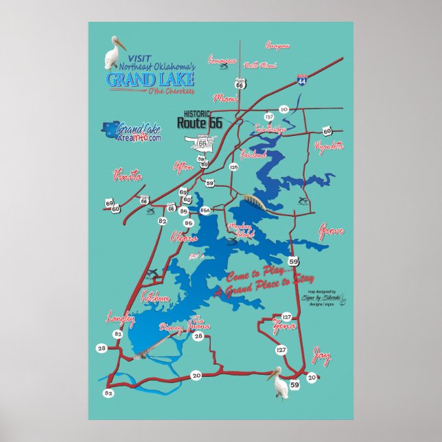 Poster Carte routière du Grand Lac OK (Devant)
