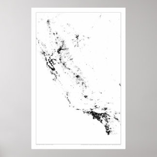 Poster Carte routière du recensement de la Californie urb