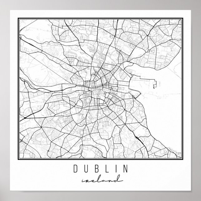 Poster Carte routière Dublin Irlande (Devant)