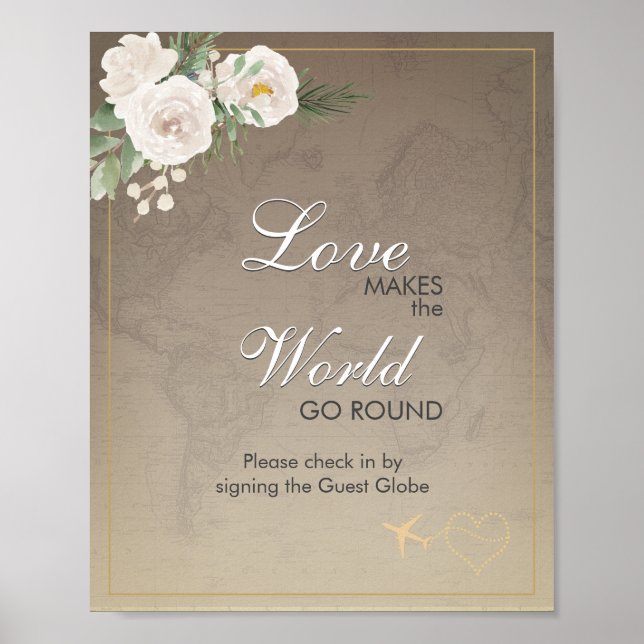 Poster Carte Rustique Fête des mariées Voyage partie Se c (Devant)