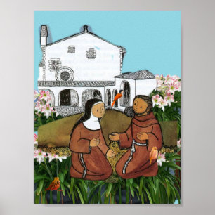 Poster Carte Saint François et Saint Clare d'Assisi