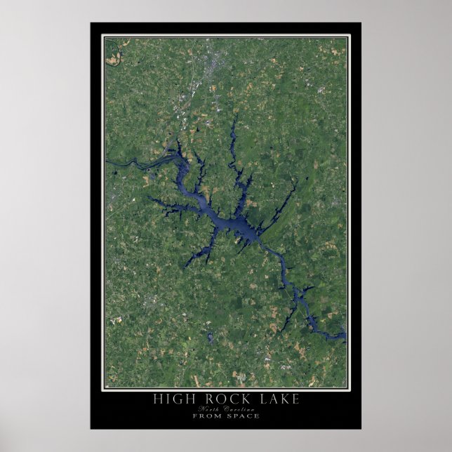 Poster Carte satellite de High Rock Lake North Carolina (Devant)