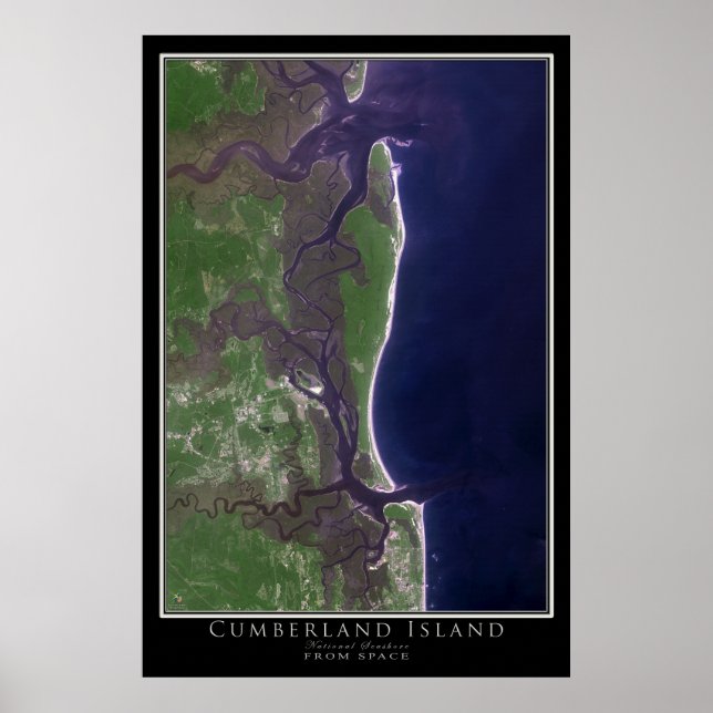 Poster Carte satellite de la côte nationale de l'île Cumb (Devant)