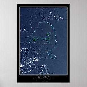 Poster Carte satellite de la lagune de Truk de Chuuk en M