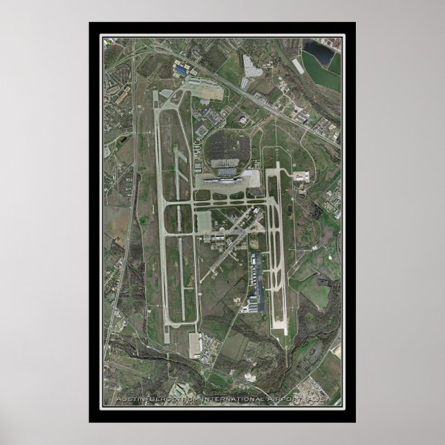 Poster Carte satellite de l'aéroport international d'Aust (Devant)