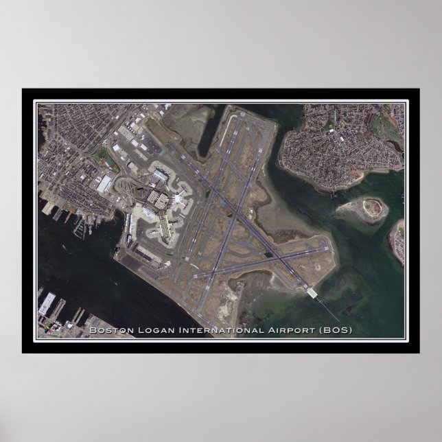 Poster Carte satellite de l'aéroport international de Bos (Devant)