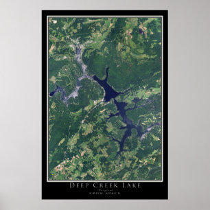 Poster Carte satellite de l'affiche du lac Deep Creek Mar