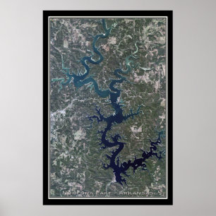 Poster Carte satellite de l'affiche du lac Norfork Arkans