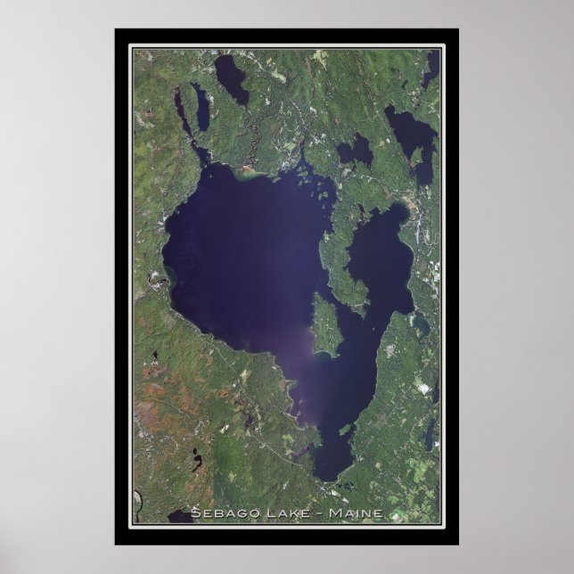 Poster Carte satellite de l'affiche du lac Sebago (Devant)