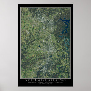 Poster Carte satellite de l'Arkansas Nord-Ouest