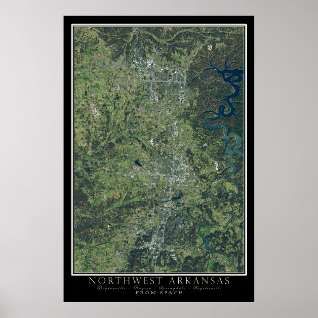 Poster Carte satellite de l'Arkansas Nord-Ouest (Devant)