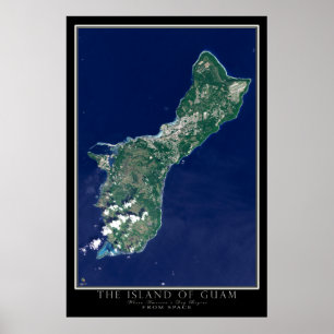 Poster Carte satellite de l'île de Guam depuis l'espace