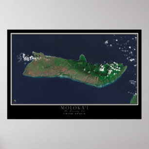 Poster Carte satellite de l'île de Molokai Hawaii