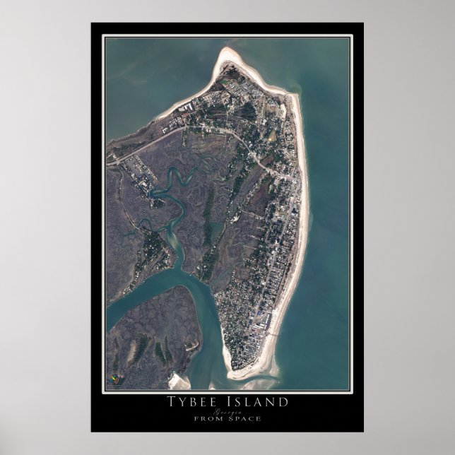 Poster Carte satellite de l'île de Tybee Géorgie (Devant)