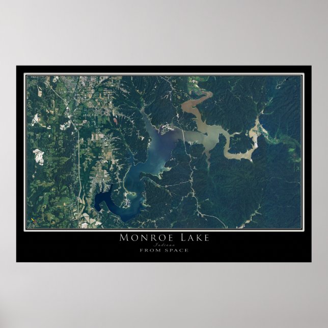 Poster Carte satellite de Monroe Lake Indiana (Devant)
