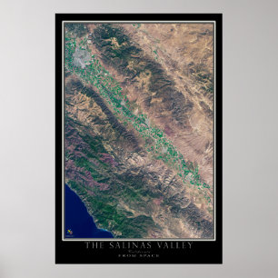 Poster Carte satellite de Salinas Valley California