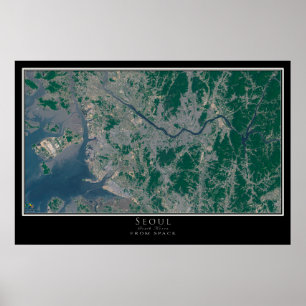 Poster Carte satellite de Séoul Corée du Sud