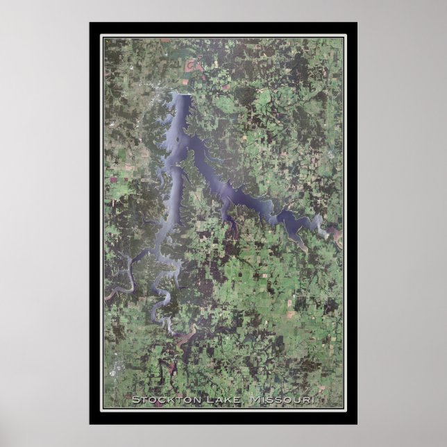 Poster Carte satellite de Stockton Lake Missouri (Devant)