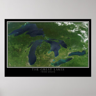 Poster Carte satellite des Grands Lacs