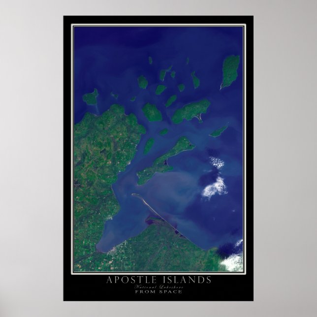 Poster Carte satellite des îles Apôtres (Devant)