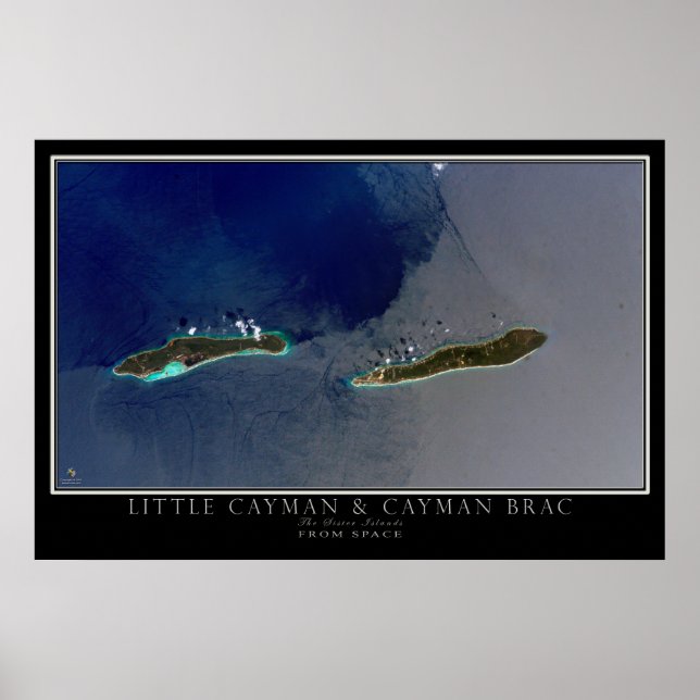 Poster Carte satellite des îles Little Cayman et Cayman B (Devant)