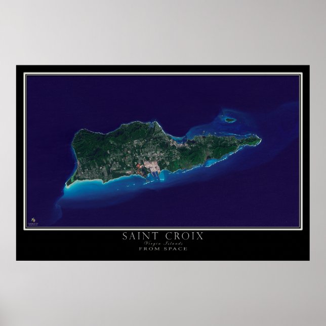 Poster Carte satellite des îles Vierges américaines de Sa (Devant)