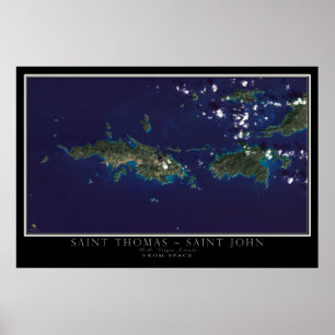 Poster Carte satellite des îles Vierges St Thomas et St J