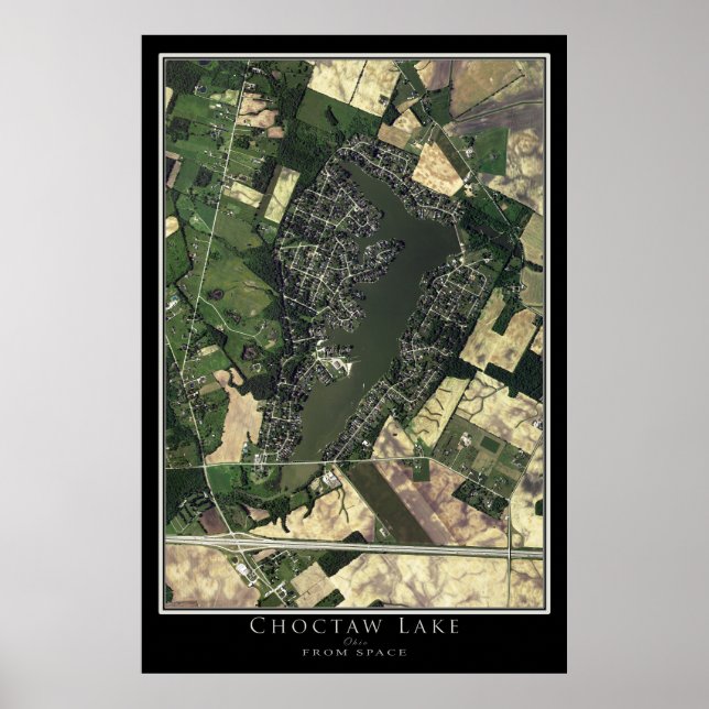 Poster Carte satellite du lac Choctaw Ohio (Devant)