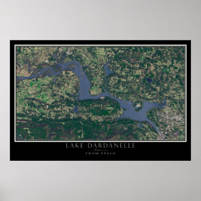 Poster Carte satellite du lac Dardanelle Arkansas (Devant)