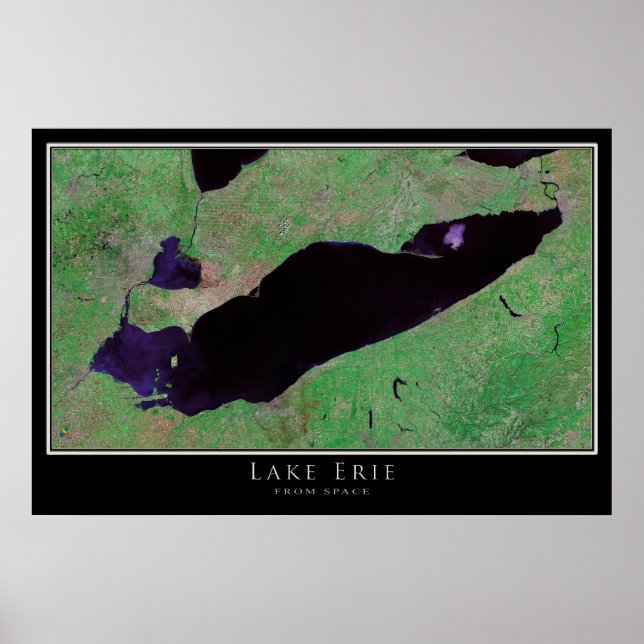 Poster Carte satellite du lac Érié (Devant)