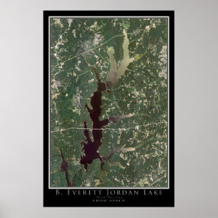 Poster Carte satellite du lac Jordan Caroline du Nord