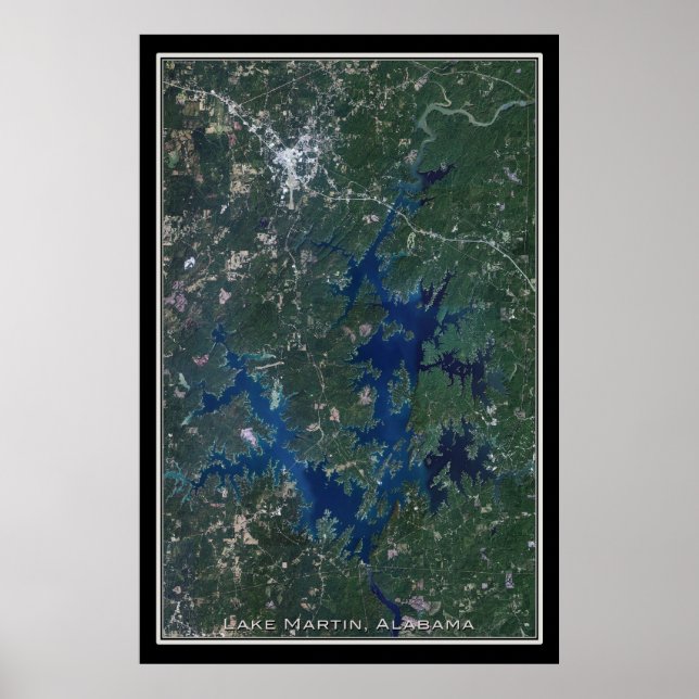 Poster Carte satellite du lac Martin Alabama (Devant)