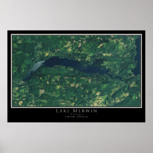 Poster Carte satellite du lac Merwin Washington