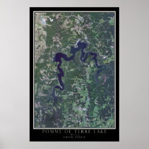 Poster Carte satellite du lac Missouri Pomme de Terre
