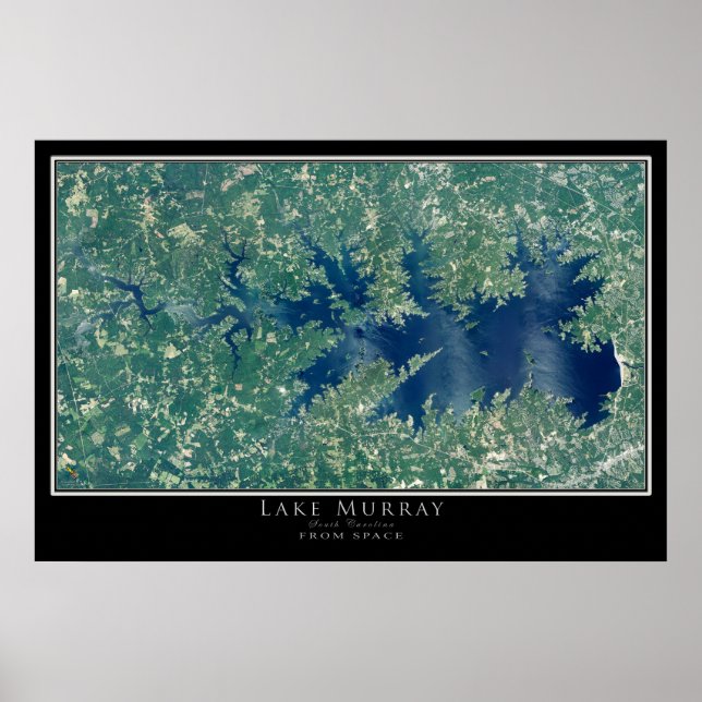 Poster Carte satellite du lac Murray Caroline du Sud (Devant)