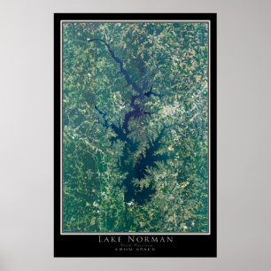 Poster Carte satellite du lac Norman Caroline du Nord